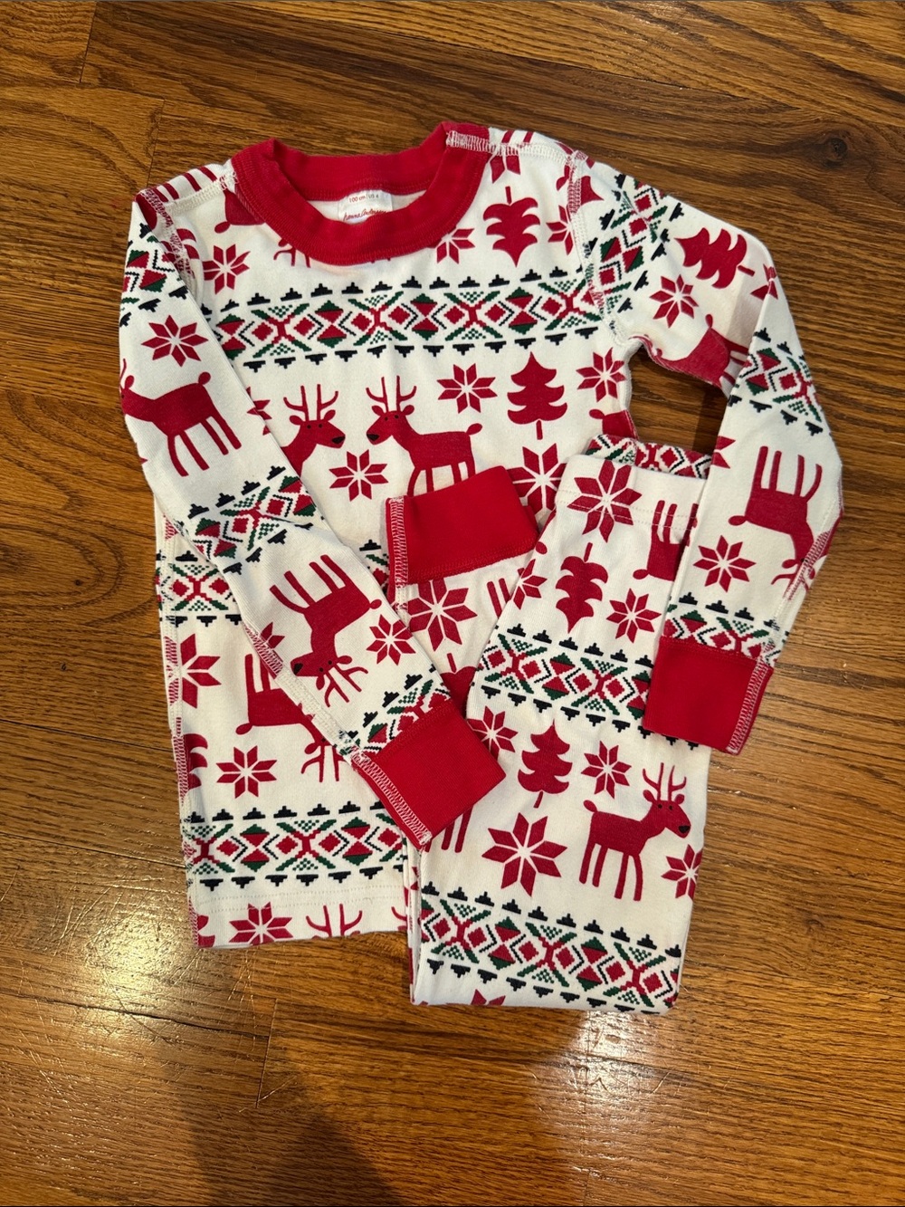 Hanna Andersson Holiday Red & White Reindeer Holiday Pajama Set